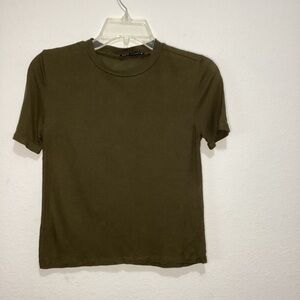 Zara Green Fitted Short Sleeve T-Shirt